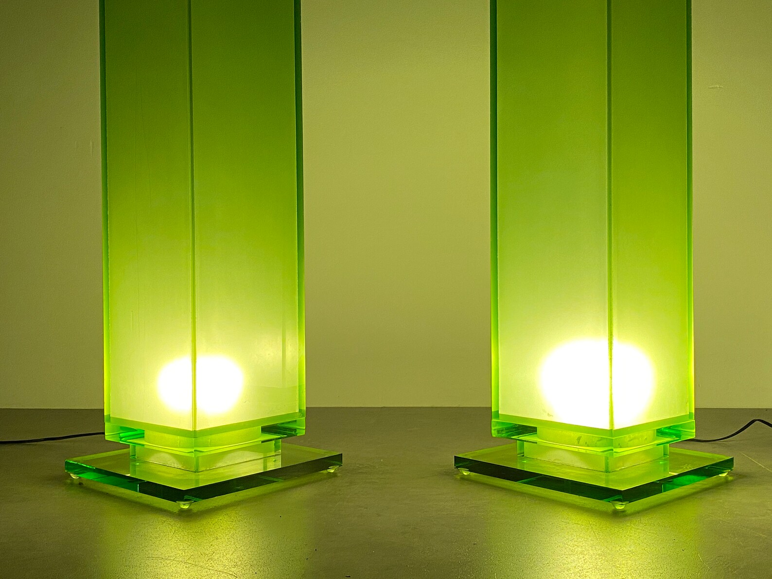 6 Ft Pair of Vintage Green Lucite Column Floor Lamps by Shlomi Etsy