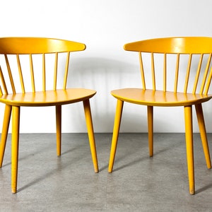 Vintage Pair Yellow Spindle Back Danish Chairs 1960s Mid Century Modern Scandinavian image 4