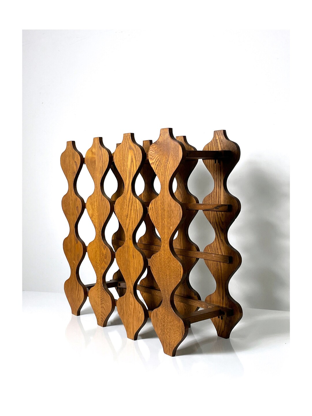 Vintage Mid Century Modern Sculptural Wood Wine Rack 1970s Etsy