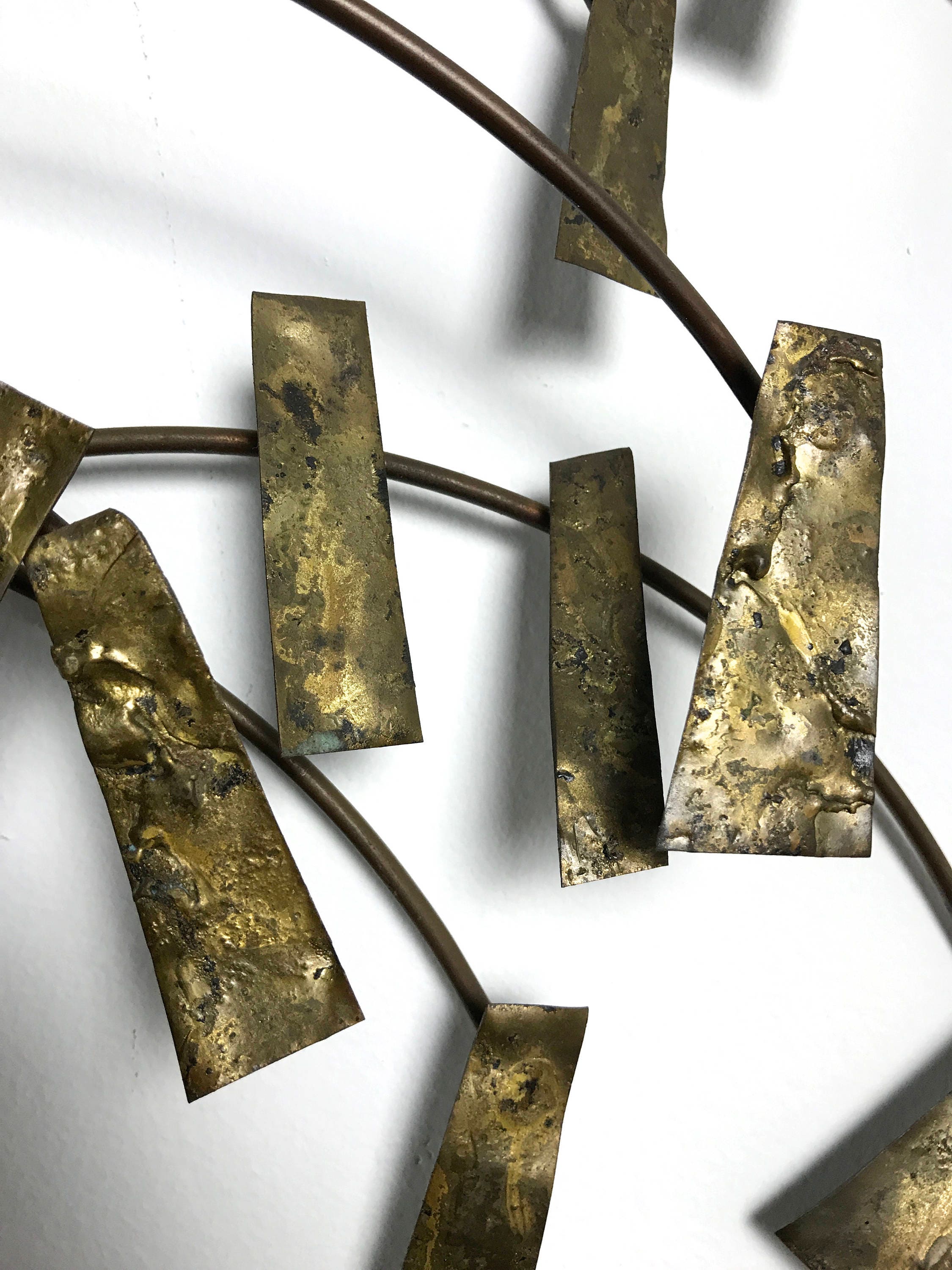 Vintage Abstract Brass Wall Sculpture by Degroot 1960's