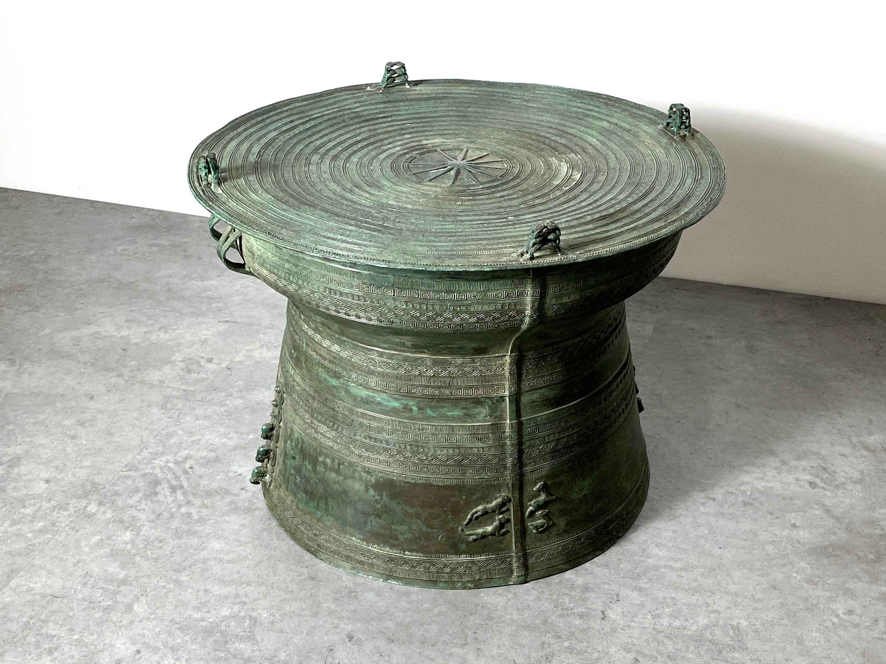 Vintage Bronze Rain Drum Side Table 20th Century Etsy