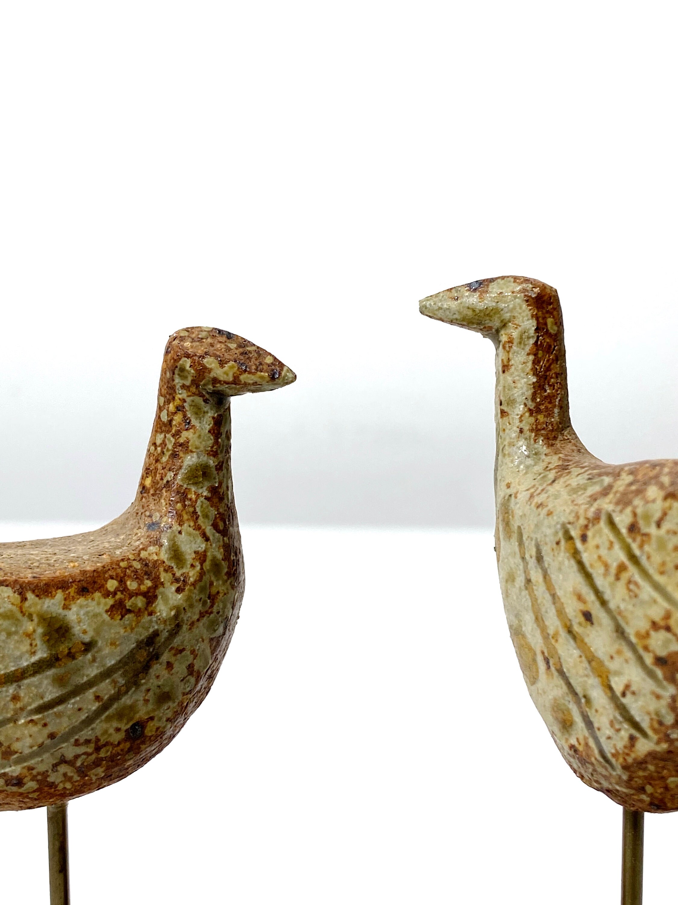 Pair Richard Peeler Pottery Bird Sculptures 1960s