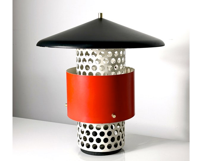 Vintage Lightolier Lytescape Modernist Perforated Canopy Lamp Rare 1950s Mid Century Modern Gerald Thurston Attributed