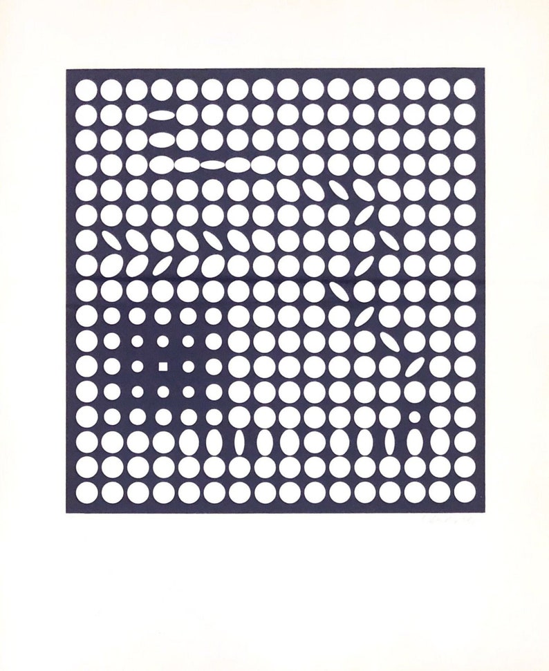 Vintage Victor Vasarely Op Art Lithograph 1970s image 1