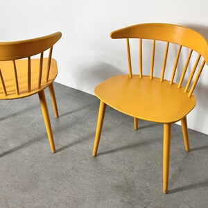 Vintage Pair Yellow Spindle Back Danish Chairs 1960s Mid Century Modern Scandinavian image 5