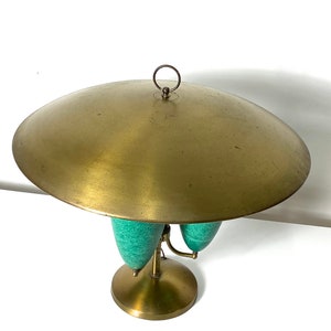 Large Modernist Brass Canopy Fiberglass Cone Table Lamp 1950s image 7