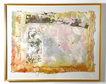 51x41 Signed Nancy Thayer Mixed Media Abstract Painting 1981