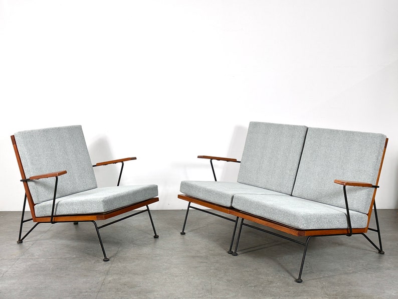 Vintage Pipsan Saarinen Swanson 3 Piece Modular Iron Lounge Settee Sofa Armchair Ficks Reed Sol Air 1950s Mid Century Modern image 3