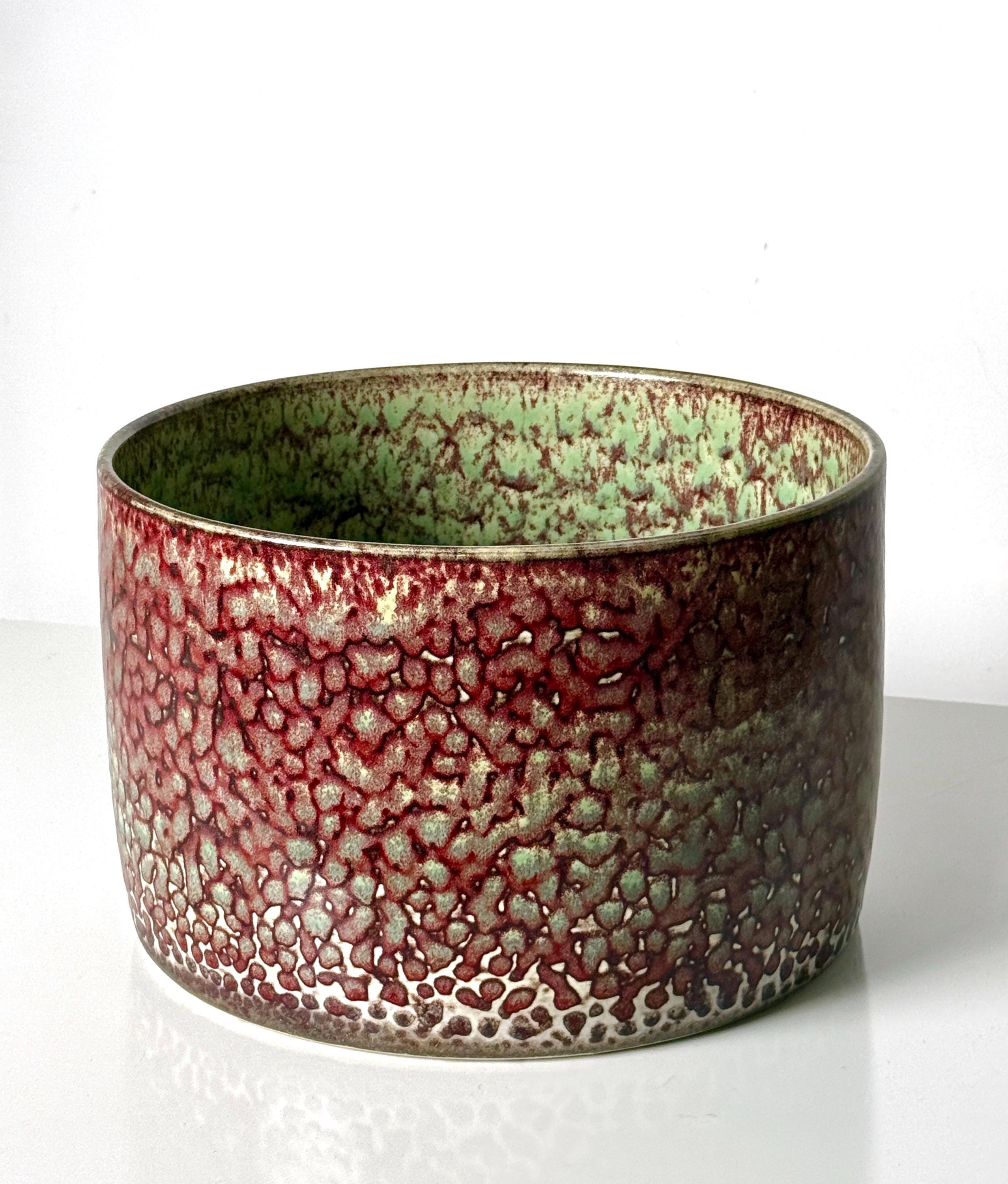 STIG LINDBERG スティーグ・リンドベルグ Stig Lindberg Unique Ceramic Cylindrical Bowl Planter in Oxblood