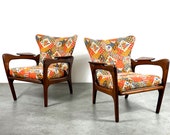 Pair Adrian Pearsall Craft Associates Wingback Lounge Chairs 1960 39 s