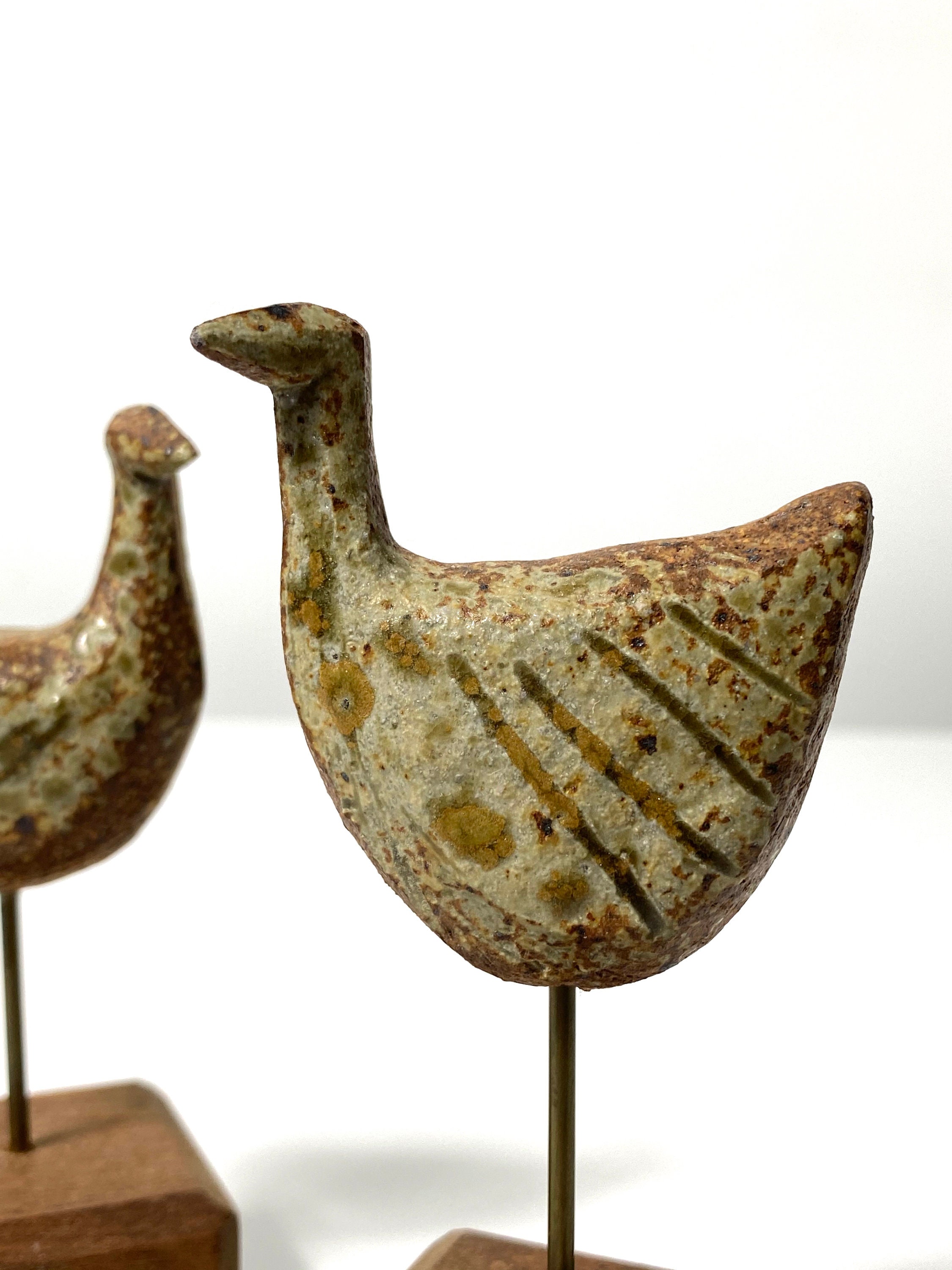Pair Richard Peeler Pottery Bird Sculptures 1960s