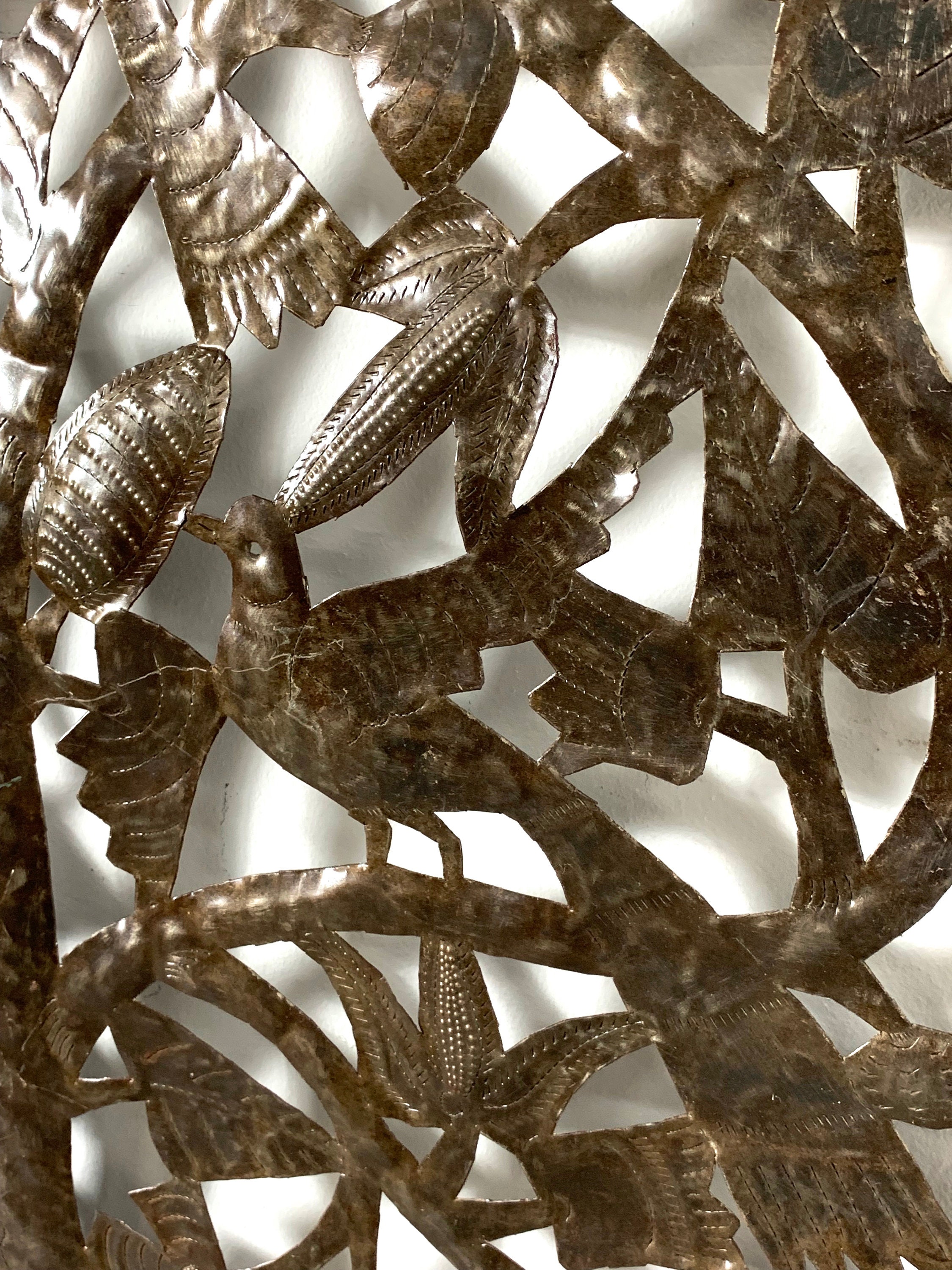 46 Large Signed Tree of Life Metal Wall Sculpture 1970's