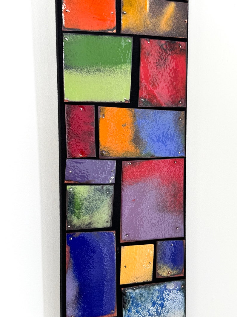 Contemporary Modern Abstract Enameled Copper Mosaic Wall Hanging Sculpture image 4
