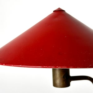 Vintage Walter Von Nessen Red Aluminum and Brass Canopy Table Lamp Art Deco 1930s image 7