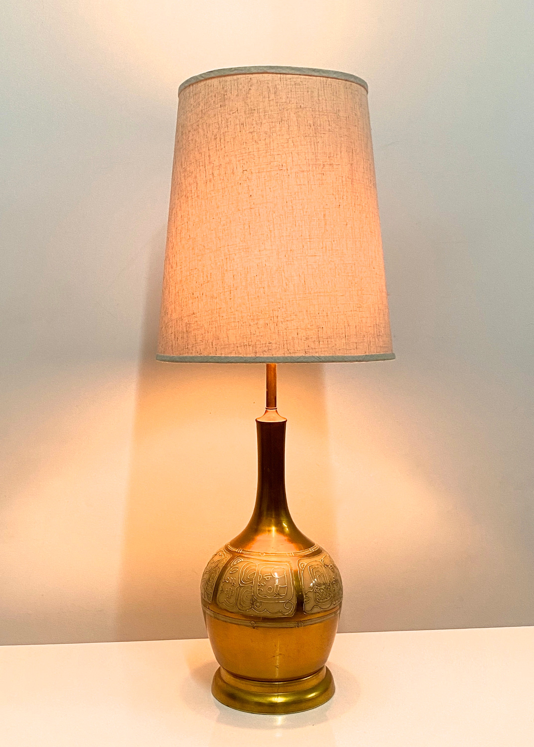 Massive Vintage Gold Leaf Glass Table Lamp 1950s