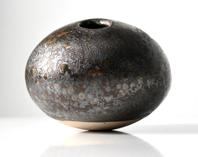 David Shaner Studio Pottery River Rock Vase Weed Pot Vessel 1980s Modern Ceramics
