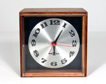 Mid Century Modern Arthur Umanoff Howard Miller Rosewood Desk Clock 1960s