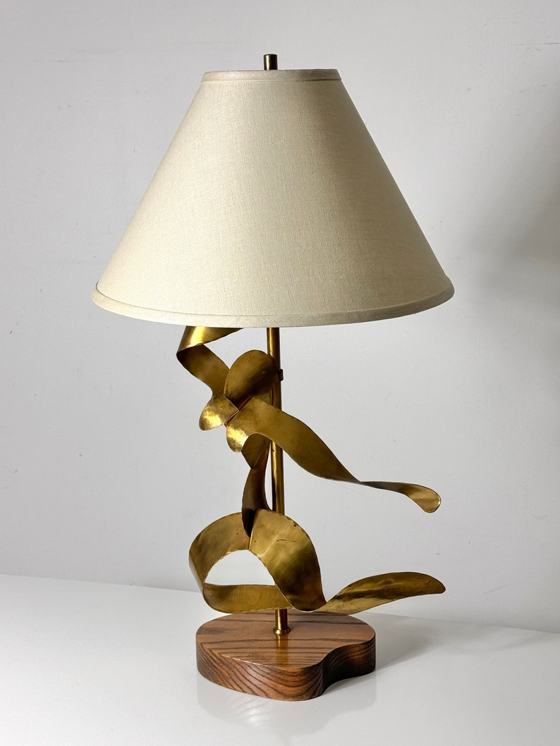 Mid Century Modern Yasha Heifetz Abstract Brass Figurative Table Lamp 1950s image 3