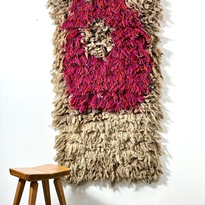 72 Mid Century Modern Wool Fiber Art Weaving Wall Hanging Sculpture 1970 image 2