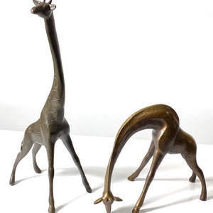 21 Pair Vintage Bronze Brass Figural Giraffe Sculptures 1970s image 3