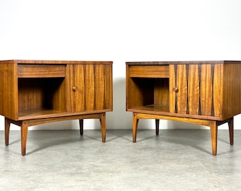 Pair Vintage Mid Century Modern Lane Rosewood Single Drawer Night Stands End Tables 1960s