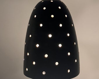 Vintage Mid Century Modern Gordon and Jane Martz Marshall Studios Black Ceramic Pendant Lamp 1960s