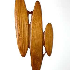 46 Vintage Abstract Biomorphic Carved Wood Studio Craft Modernist Wall Sculpture 1980s Mid Century Modern image 2