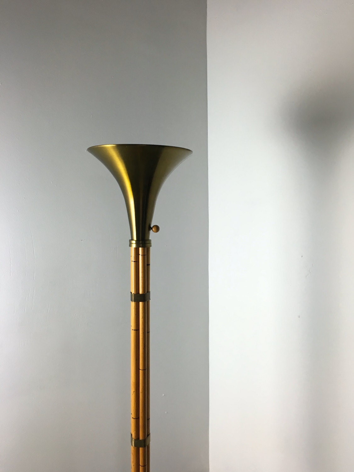 ON HOLD Vintage Mid Century Modern Russel Wright Bamboo Brass Torchiere