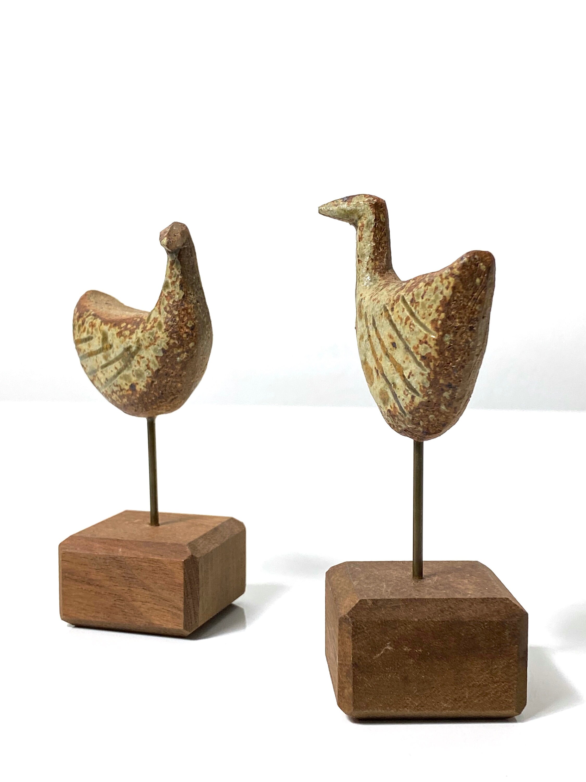 Pair Richard Peeler Pottery Bird Sculptures 1960s