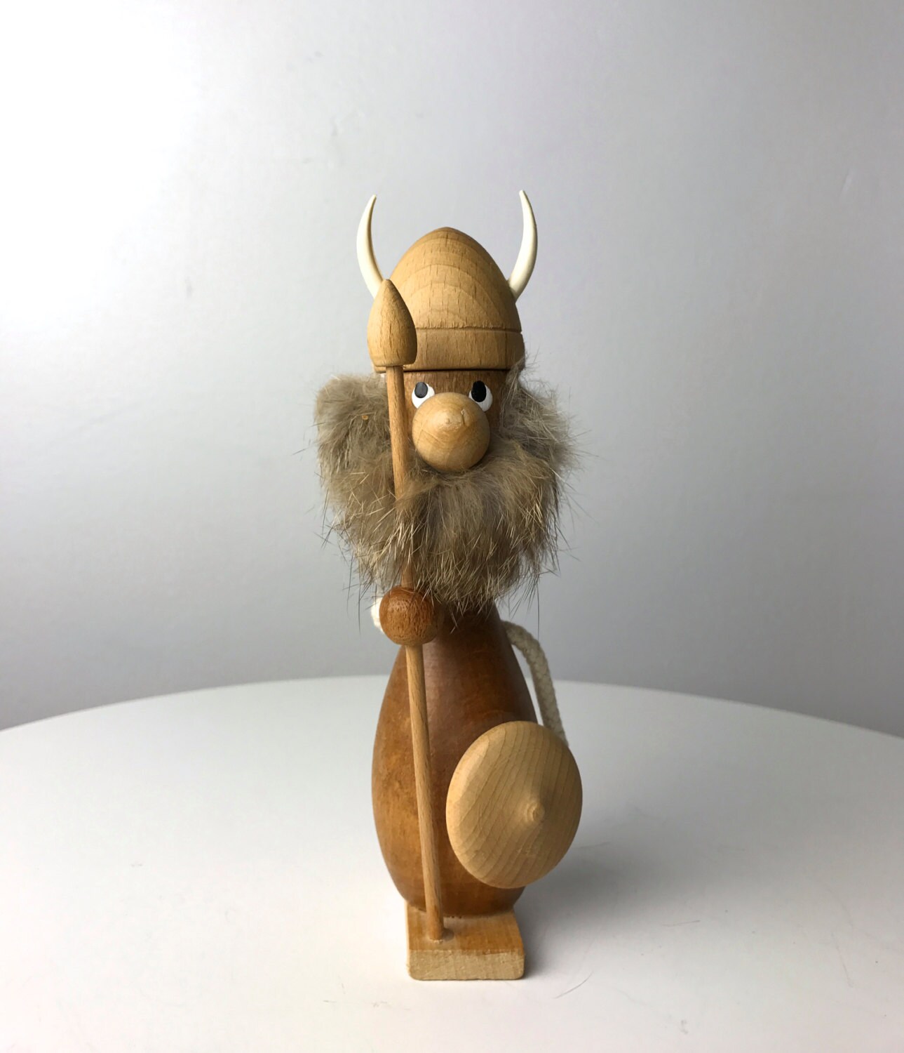 Vintage Mid Century Danish Modern Teak Viking Figurine Scandinavian