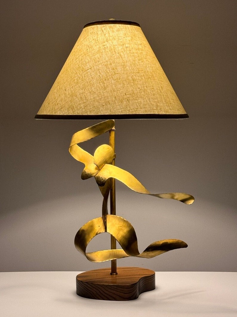 Mid Century Modern Yasha Heifetz Abstract Brass Figurative Table Lamp 1950s image 1