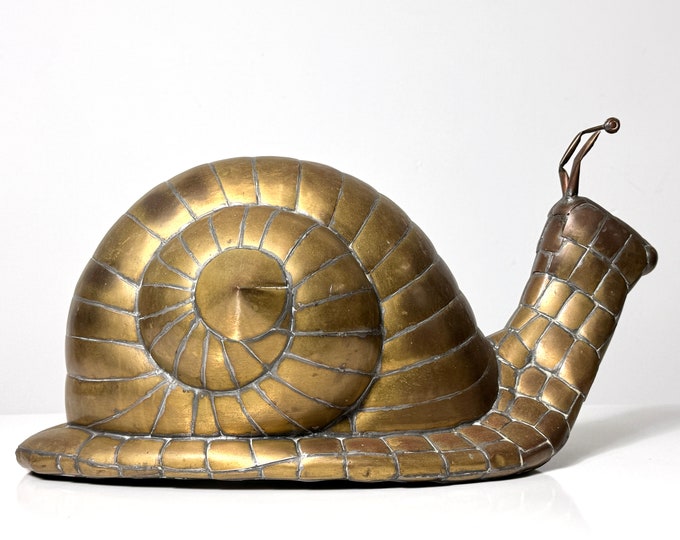 Vintage Sergio Bustamante Brass Snail Sculpture Mexico Mid Century Modern 1970s