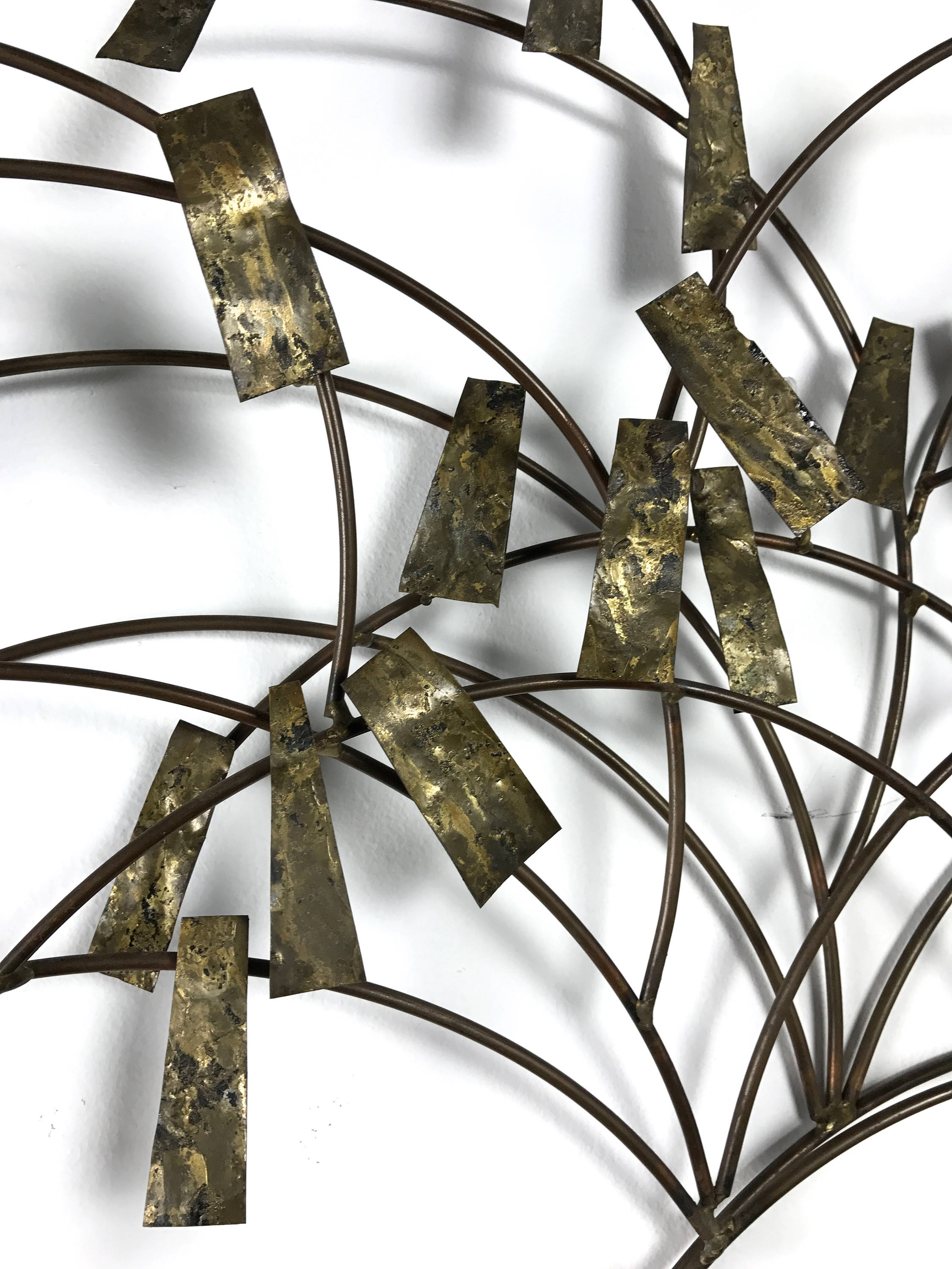 Vintage Abstract Brass Wall Sculpture by Degroot 1960's