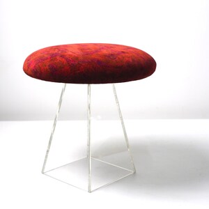 Pair of Vladimir Kagan Lucite Stools With Jack Lenor Larsen Velvet 1960s image 4