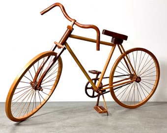 American Studio Craft Life Size Wooden Bicycle Sculpture Artist Signed 1988