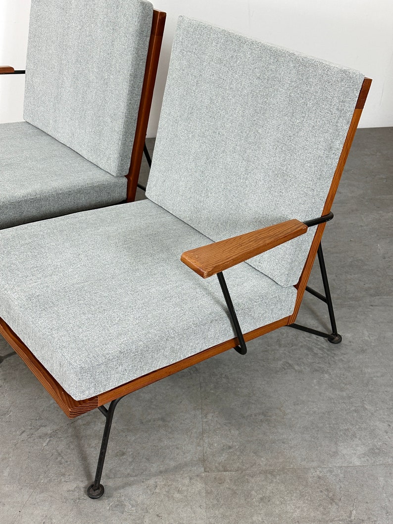 Vintage Pipsan Saarinen Swanson 3 Piece Modular Iron Lounge Settee Sofa Armchair Ficks Reed Sol Air 1950s Mid Century Modern image 8