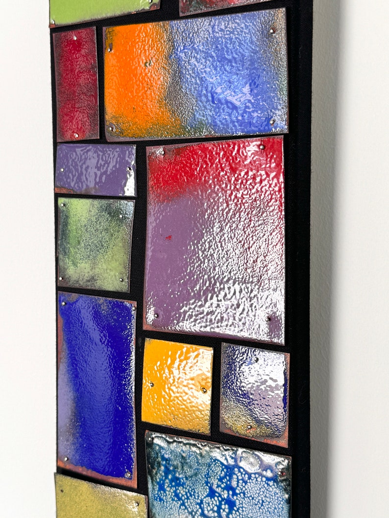 Contemporary Modern Abstract Enameled Copper Mosaic Wall Hanging Sculpture image 5