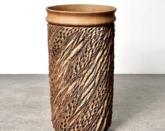 Anne Goldman Large Stoneware Planter in Coastal Rock Sculpted Ceramic 1980s