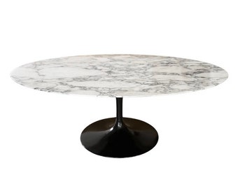 Mid Century Modern Oval Marble Tulip Coffee Table by Eero Saarinen for Knoll