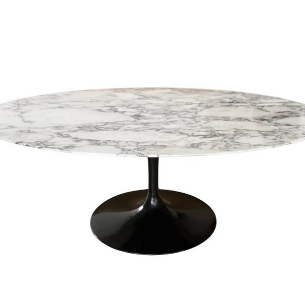 Mid Century Modern Oval Marble Tulip Coffee Table by Eero Saarinen for Knoll