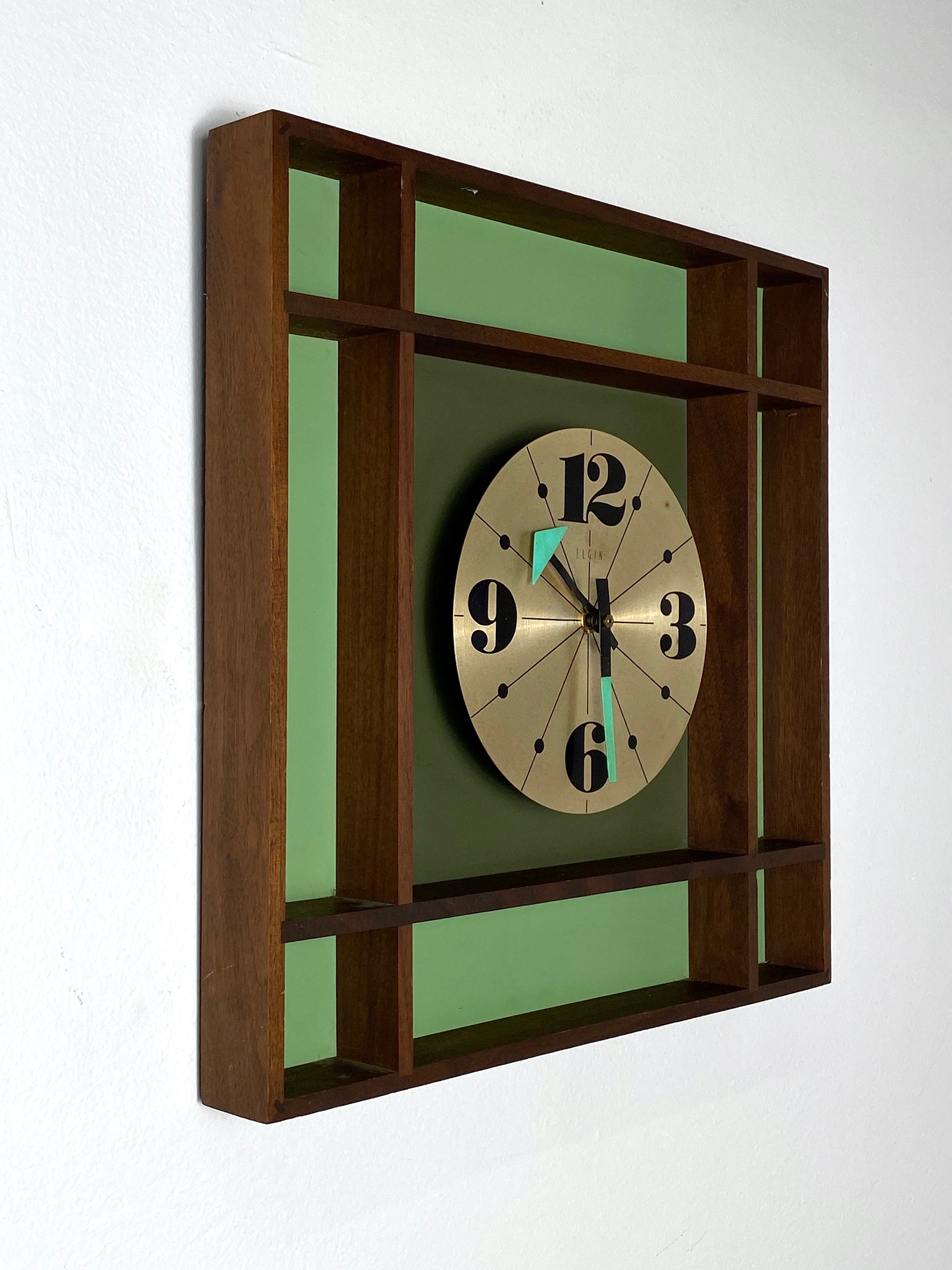 Rare Vintage Mid Century Modern Elgin Wall Clock 1970s