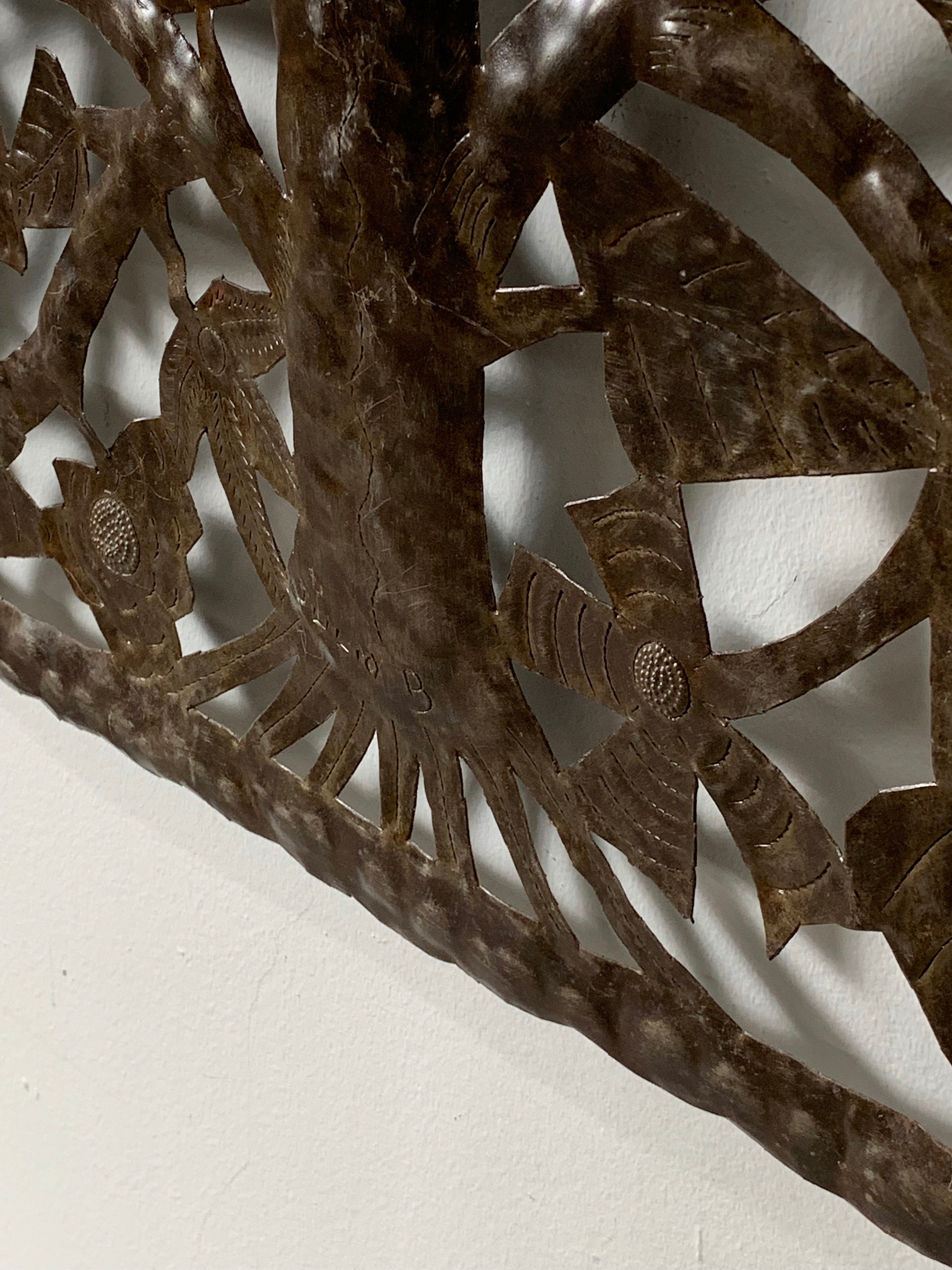 46 Large Signed Tree of Life Metal Wall Sculpture 1970 s