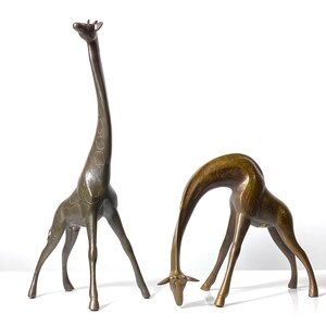 21 Pair Vintage Bronze Brass Figural Giraffe Sculptures 1970s image 1