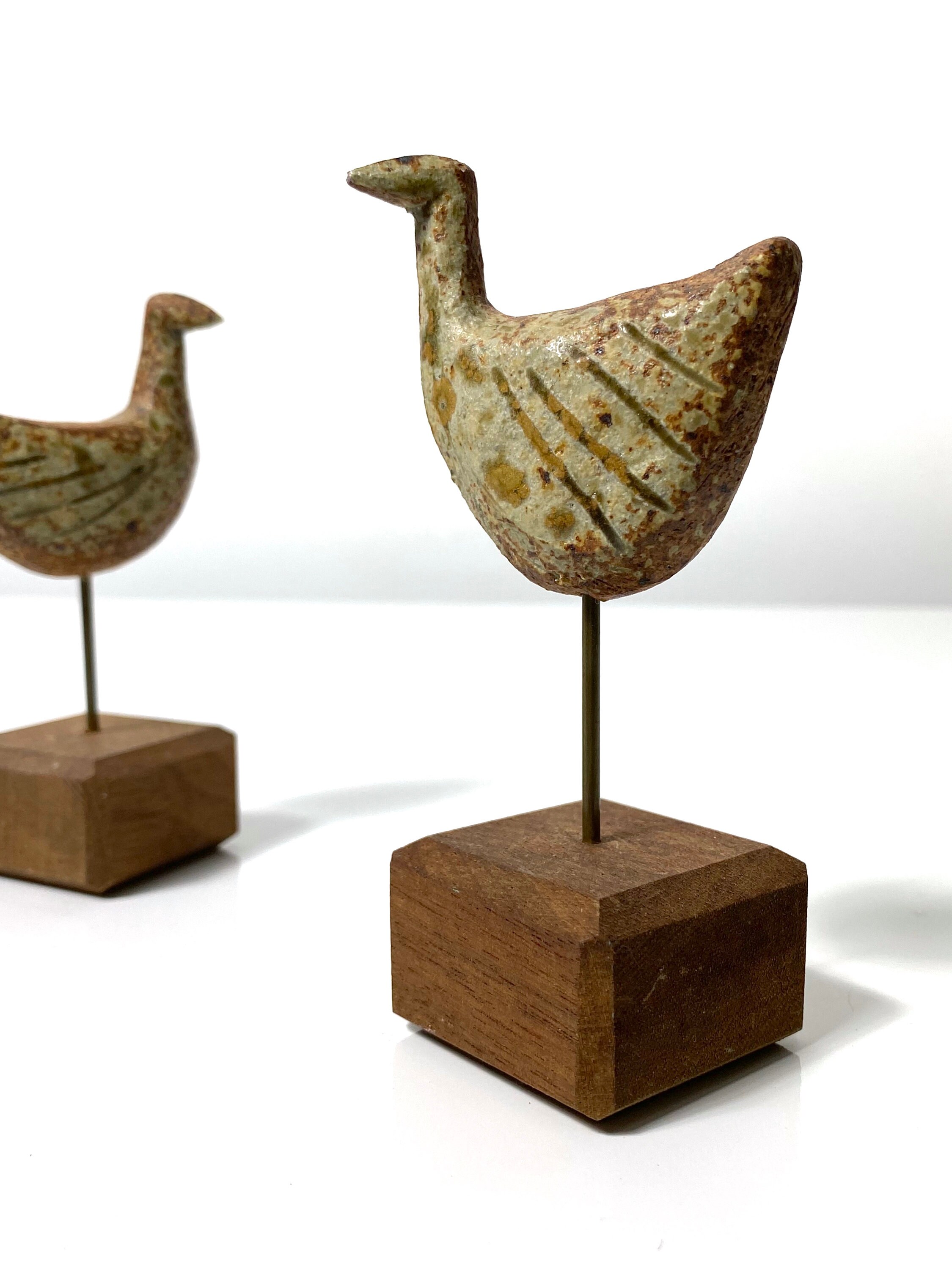 Pair Richard Peeler Pottery Bird Sculptures 1960s