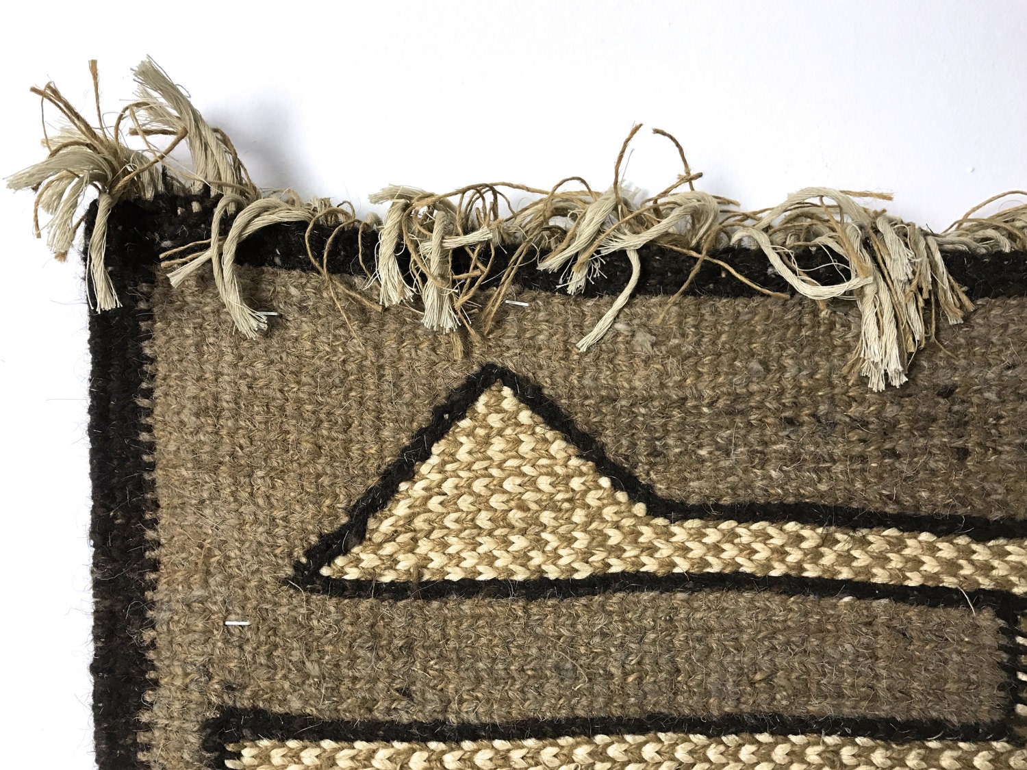 41x31 Modernist Woven Jute Lion Fiber Art Wall Hanging