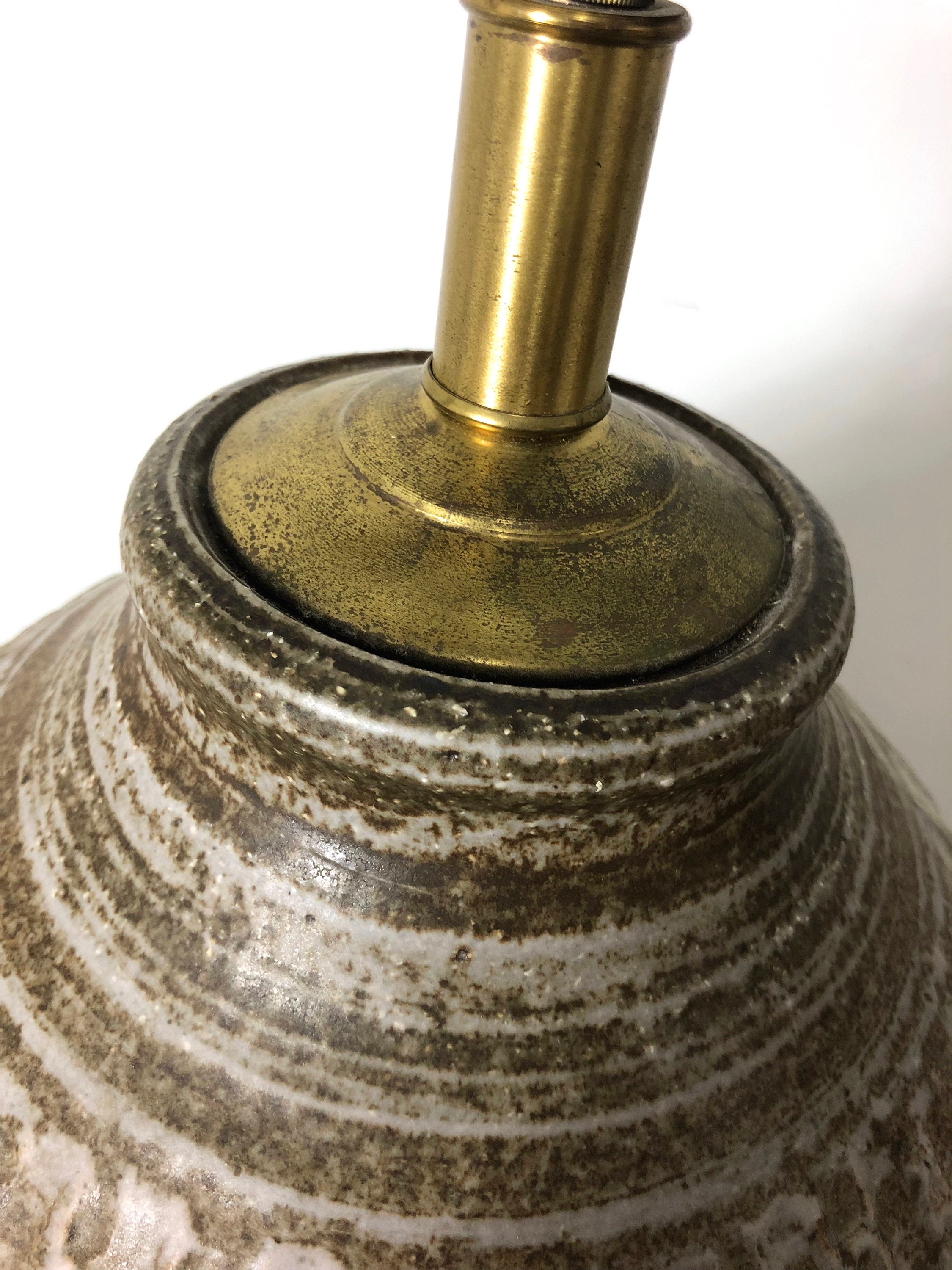 Large Studio Pottery Table Lamp & Shade, 1960's