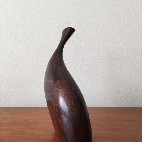 RESERVED Vintage Turned Exotic Wood Sculptural Vase Mid Century Modern