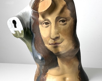 Original Vintage Surrealist Painted Mannequin Torso Sculpture Mona Lisa Portrait 1970s