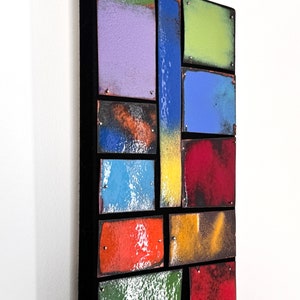 Contemporary Modern Abstract Enameled Copper Mosaic Wall Hanging Sculpture image 8