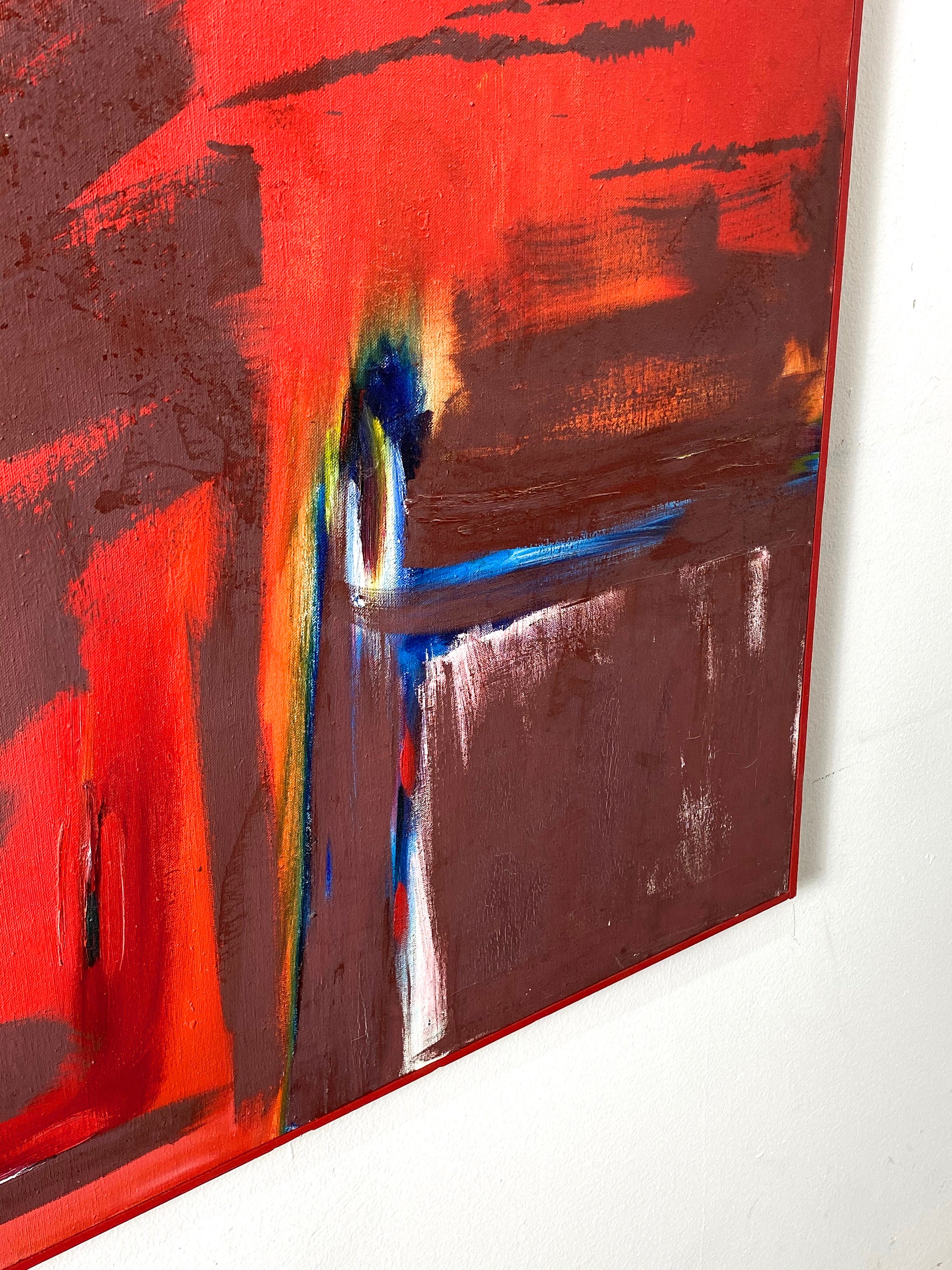 49 x 35 Vintage Modernist Signed Abstract Original Oil Painting 1970s